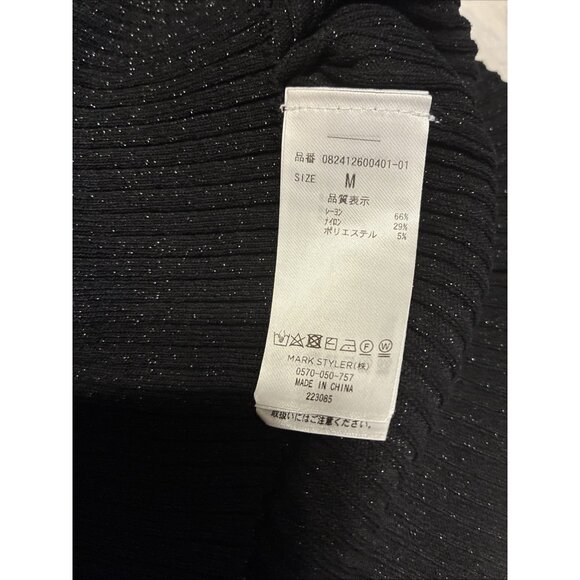 Jouetie Japan Black Metallic Knit Ribbed Turtleneck Long Sleeve Sweater Medium - Picture 5 of 5